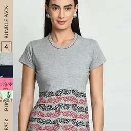 IndiWeaves Pack Of 4 Printed Pure Cotton T-shirt-image-77