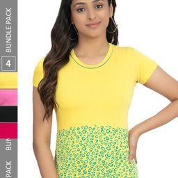IndiWeaves Pack Of 4 Printed Pure Cotton Casual T-Shirts-image-83