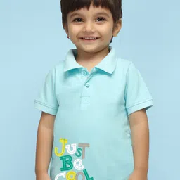 NUSYL Kids Typography Printed Polo Collar T-shirt-image-93