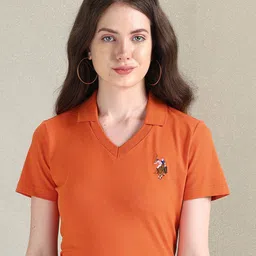 U.S. Polo Assn. Women  V-Neck Cotton T-shirt-image-34