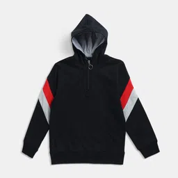 Maniac Boys Black & Red Solid Pure Cotton Hooded Sweatshirt-picture-57