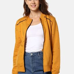 Campus Sutra Women Mustard & Black Printed Sweatshirt-image-34