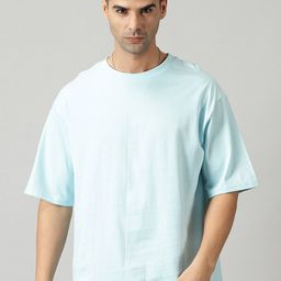 THE HOLLANDER Solid Cotton Drop-Shoulder Sleeves Oversized Fit T-shirt-image-36