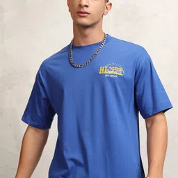 HIGHLANDER Men Typography Printed Embroidered Round Neck Oversized T-shirt-image-34