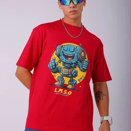The Indian Garage Co Men Typography Printed Oversized T-shirt-image-55