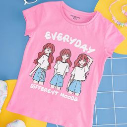 Pantaloons Junior Girls Graphic Printed Round Neck Cotton Casual T-shirt-picture-39