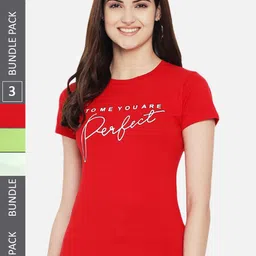 Fabflee Pack Of 3 Typography Printed Regular Fit Cotton T-shirt-image-87