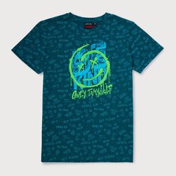 Gini and Jony Boys Green & Teal Printed T-shirt-26