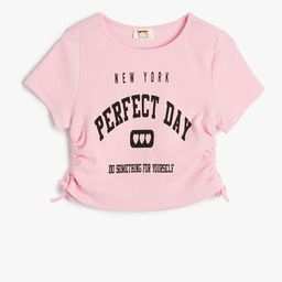 Koton Girls Typography Printed Round Neck Cotton T-shirt-image-42