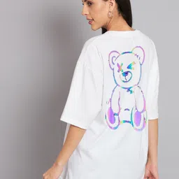 Imsa Moda Graphic Printed Drop-Shoulder Sleeve Cotton T-shirt-image-35