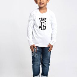 Friskers Boys White Typography Printed Raw Edge T-shirt-image-56