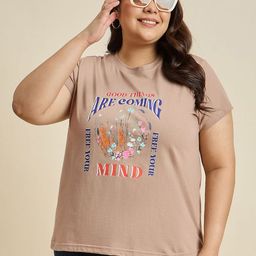 Sztori Women Typography Printed Extended Sleeves Raw Edge T-shirt-image-19