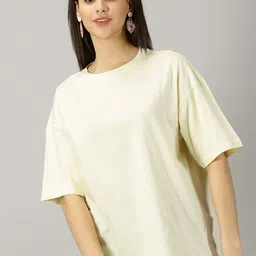 THE HOLLANDER Round Neck Drop-Shoulder Sleeves Pure Cotton Oversized T-shirt-picture-1