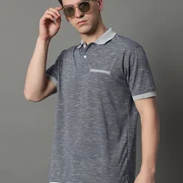 GET GOLF Men Striped V-Neck Drop-Shoulder Sleeves Raw Edge T-shirt-image-29