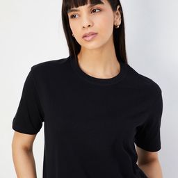 max Women Drop-Shoulder Sleeves Raw Edge T-shirt-image-75