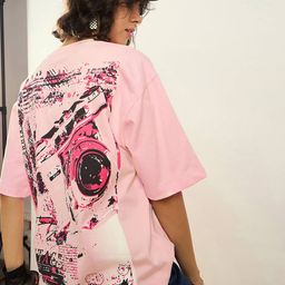 SASSAFRAS Pure Cotton Graphic Printed Round Neck Oversized T-shirt-picture-31