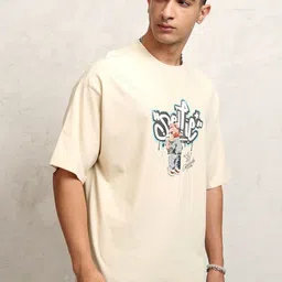 HIGHLANDER Men Typography Printed Embroidered Round Neck Oversized T-shirt-image-63