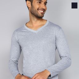 Fleximaa Men 2 V-Neck Pure Cotton Raw Edge T-shirt-image-17