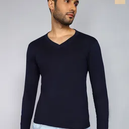 Fleximaa Men 2 V-Neck Pure Cotton Raw Edge T-shirt-image-16