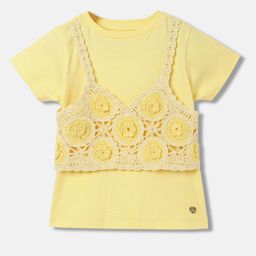 Blue Giraffe Girls Printed V-Neck Ethnic Raw Edge T-shirt-image-38