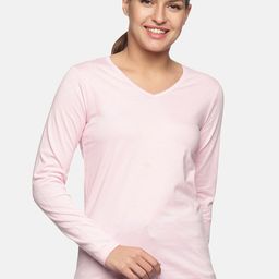 Trends Tower Women Pink V-Neck Pure Cotton T-shirt-image-119