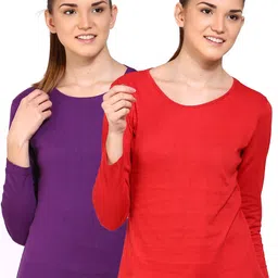 appulse Women Red & Purple Pack of 2 Cotton T-shirt-image-53