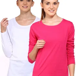 appulse Women Pack of 2 Pink & White Cotton T-shirt-image-93
