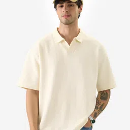 The Souled Store Men Polo Collar Solid Oversized T-shirt-38
