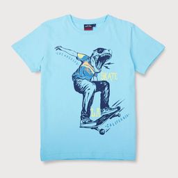 Gini and Jony Boys Blue Printed T-shirt-image-95