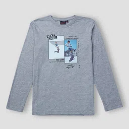 Gini and Jony Boys Grey Printed Full Sleeves Cotton T-shirt-image-50