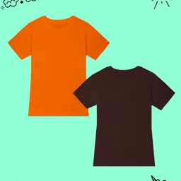 BAESDGirls Pack Of 2 Solid Round Neck Short Sleeves Cotton Casual T-shirt-image-86