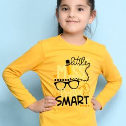 NUSYL Girls Yellow Printed T-shirt-image-48