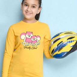 NUSYL Girls Yellow Typography Printed T-shirt-image-50