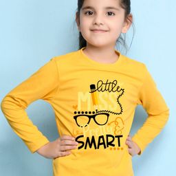 NUSYL Girls Yellow Printed T-shirt-image-62