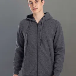 AXMANN Hooded Long Sleeves Zip Detail Fleece Front Open Sweatshirt-image-55
