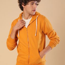 Campus Sutra Men Orange Hooded Sweatshirt-image-67
