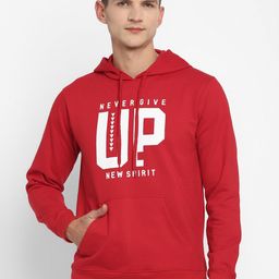 Yuuki Men Red Printed Hooded Sweatshirt-image-63