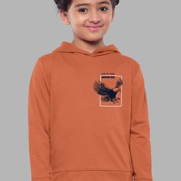 HELLCAT Girls Orange Printed Hooded Cotton Sweatshirt-image-54