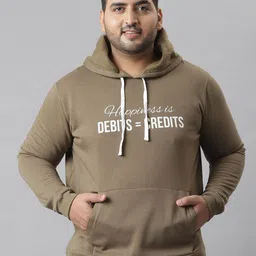 Instafab Plus Men Olive Green Printed Hooded Sweatshirt-38
