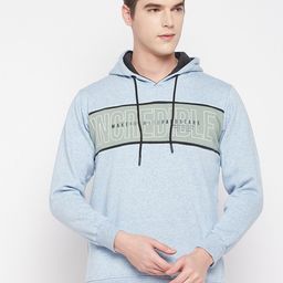 Duke Men Blue Printed Hooded Fleece Sweatshirt-image-82