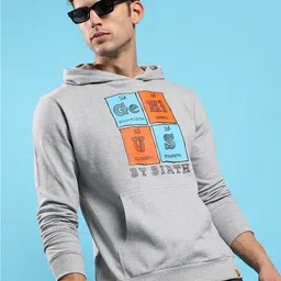 Campus Sutra Grey Typography Printed Hooded Cotton Pullover Sweatshirt-picture-56