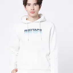Red Tape Typography Printed Hooded Pullover-image-95