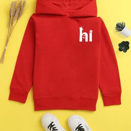 NUSYL Unisex Kids Red Printed Hooded Sweatshirt-image-66