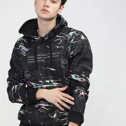 HIGHLANDER Men Black Printed Hooded Sweatshirt-picture-43