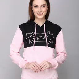 CUSHYBEE Women Black Printed Hooded Sweatshirt-picture-38