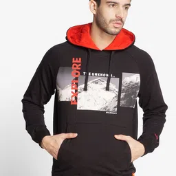 Wildcraft Men Black Printed Hooded Cotton Sweatshirt-image-88