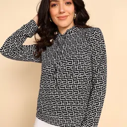 Popwings Abstract Printed Hooded Pullover-36