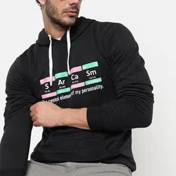 Campus Sutra Men Black Printed Hooded Sweatshirt-image-68