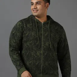 Urbano Plus Men Tropical Print Knitted Front-Open Sweatshirt-1