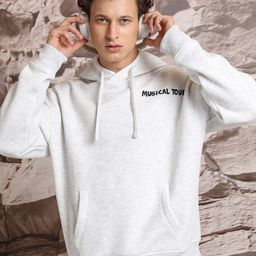 HIGHLANDER White Typography Printed Hooded Long Sleeves Oversized Pullover Sweatshirt-image-39